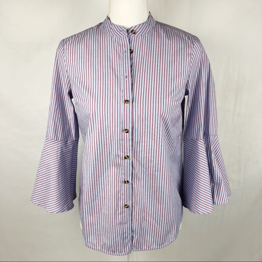 Maeve Mandarin Collar Bell Sleeve Blouse size 0